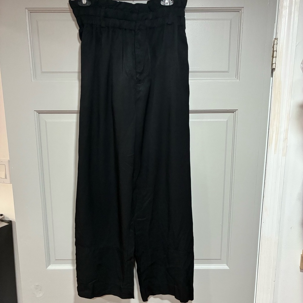 J.Crew Pants Women Size 10 Black Paperbag Wide Leg Elastic Waist Relaxed Fit